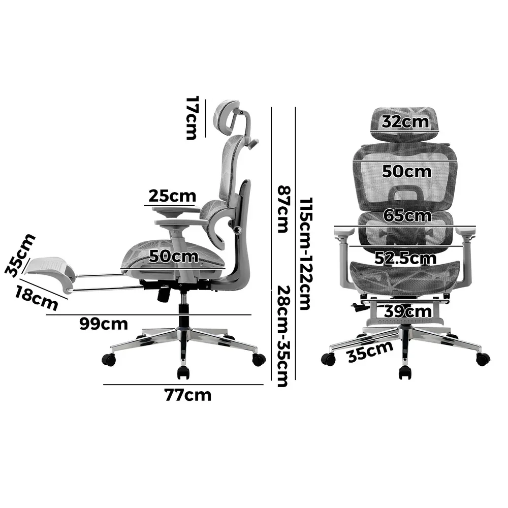 Ergonomic Office Chair Mesh Executive Seat Grey - Image 6