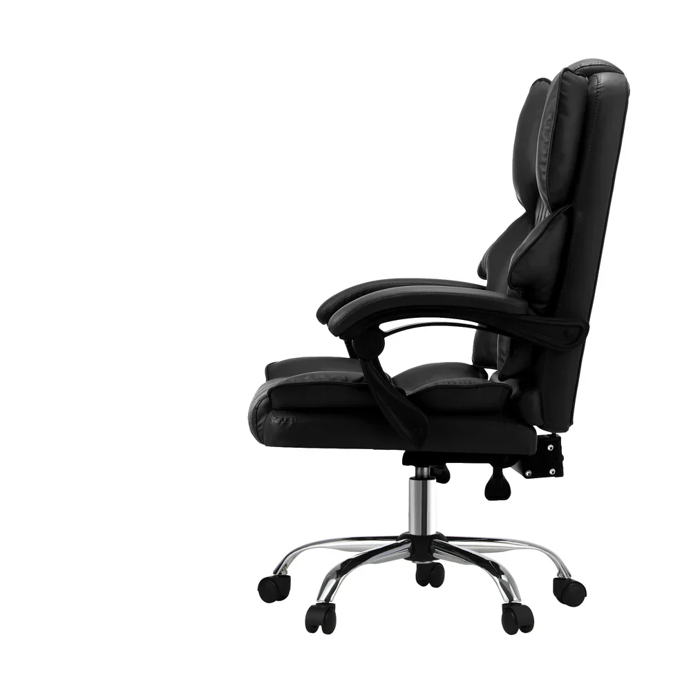 Massage Office Chair PU Leather Black - Image 2