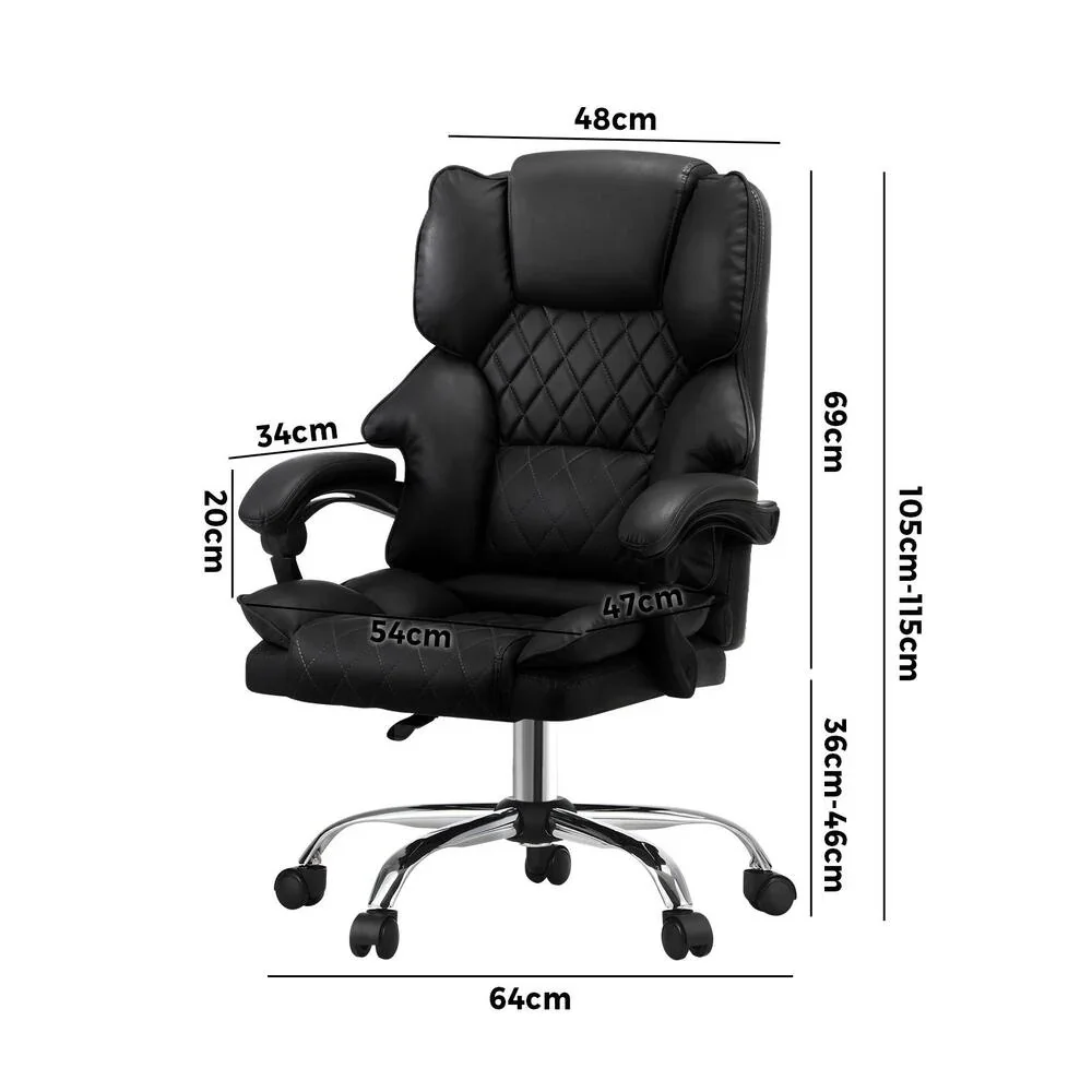 Massage Office Chair PU Leather Black - Image 4