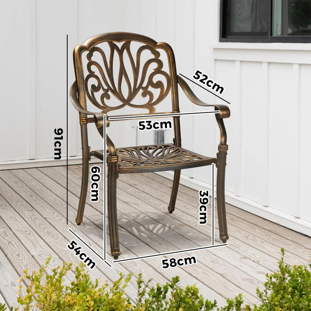 Outdoor Dining Chairs Cast Aluminium Frame Set of 2 - Image 4