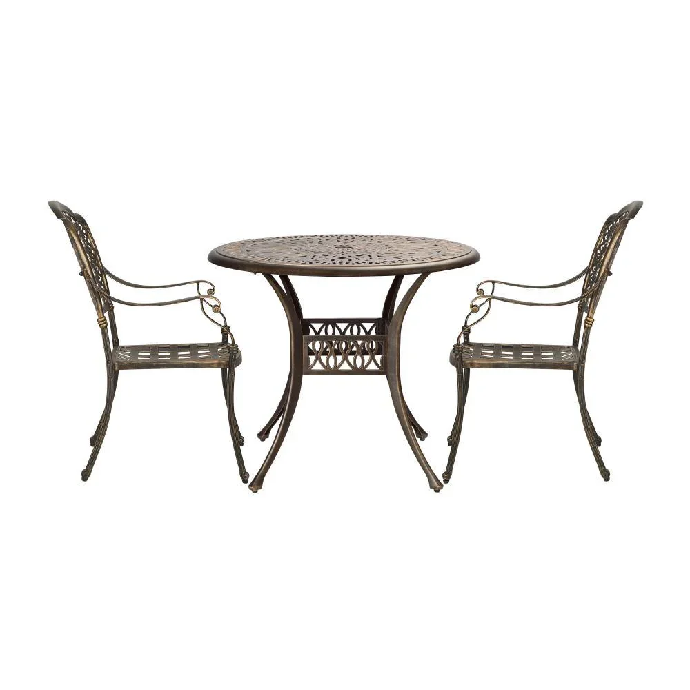 3 Piece Outdoor Dining Set Bistro Cast Aluminium - Image 2