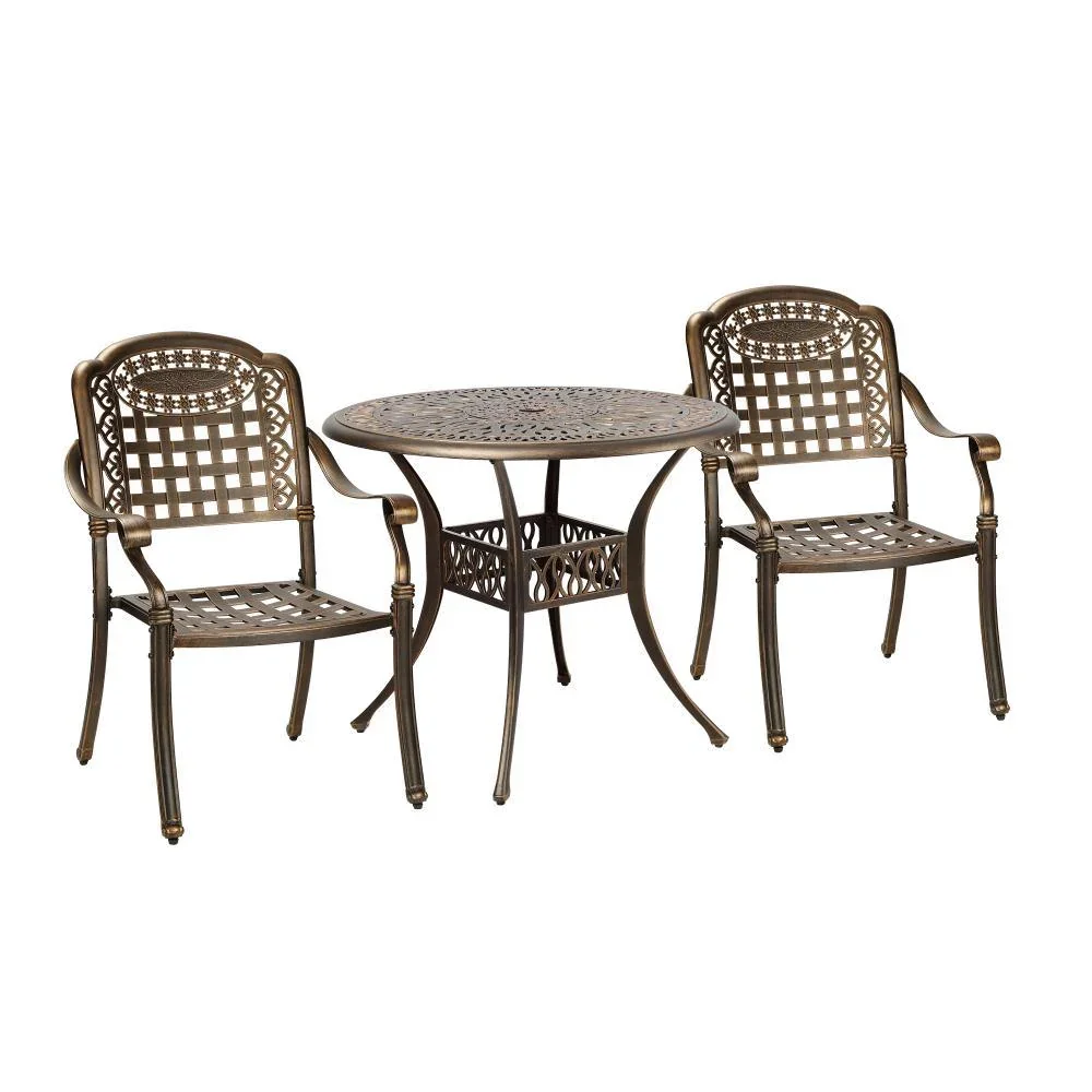 3 Piece Outdoor Dining Set Bistro Cast Aluminium - Image 6