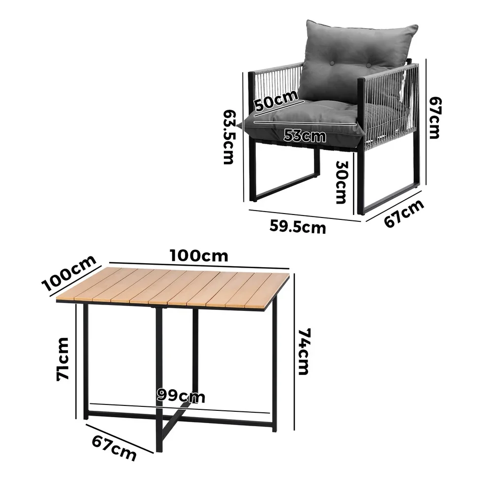 5PCS Outdoor Dining Set Garden Table Chairs with Cushions - Image 6