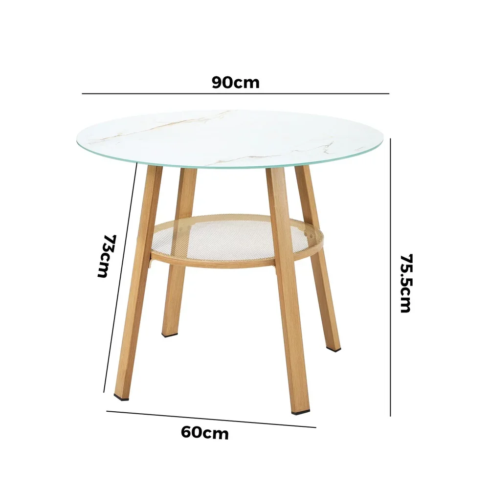 Outdoor Dining Table w/ Storage Shelf Brown 90cm - Image 4