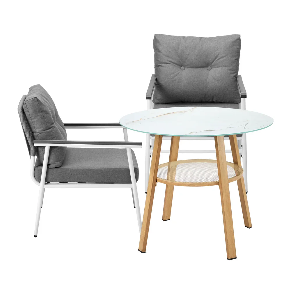 Outdoor 3PCS Dining Set Table with Storage Shelf - Image 7