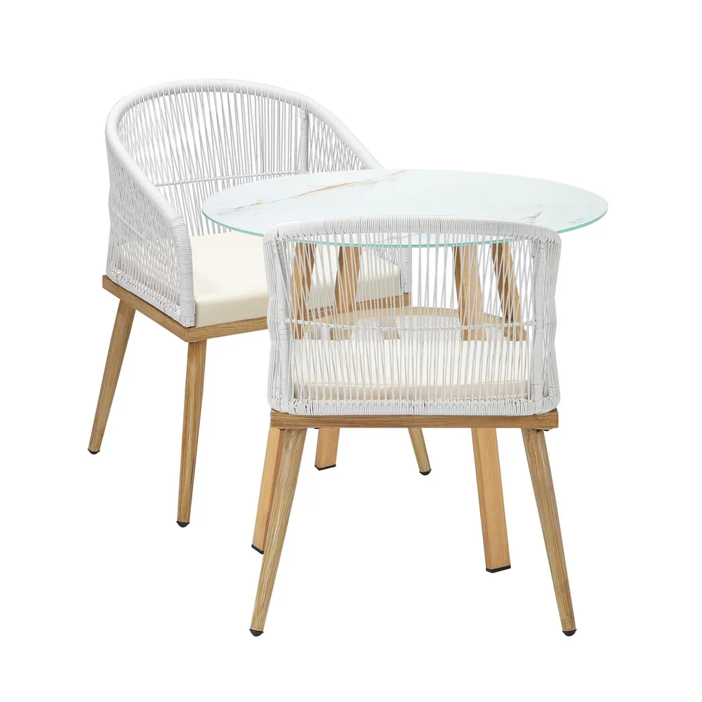 3 Piece Outdoor Dining Set Table Lounge Chairs - Image 4