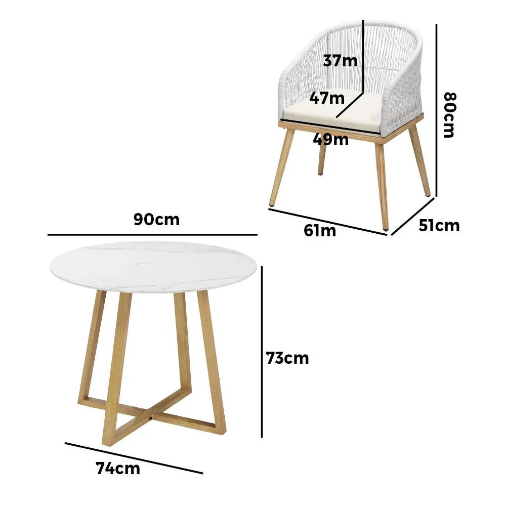 3 Piece Outdoor Dining Set Table&Lounge Chairs - Image 5