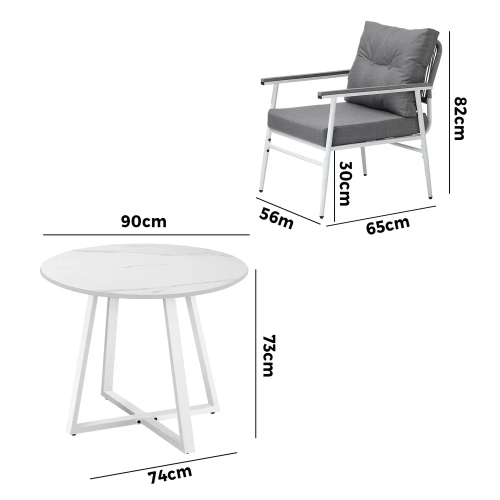 Outdoor Dining Set Patio Setting 2 Seater Round Table - Image 4