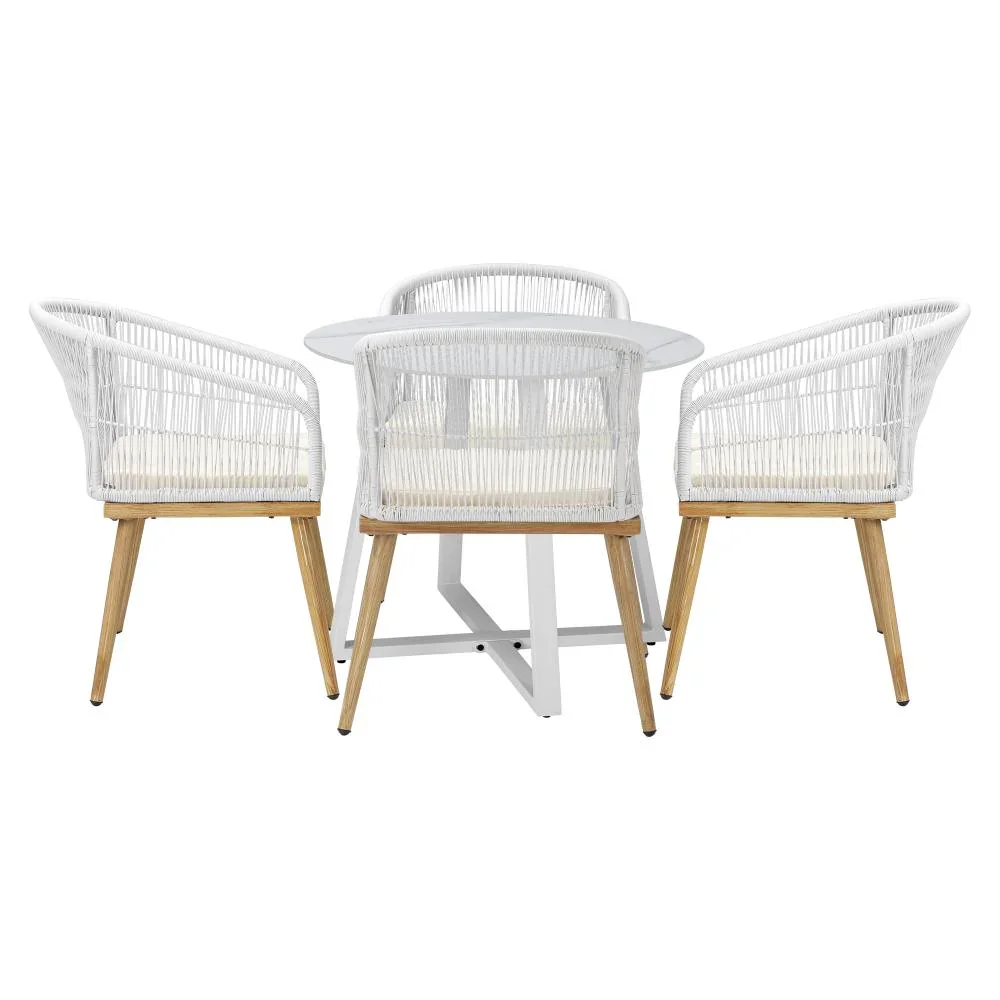 5PCS Outdoor Dining Set Table&Chairs Bistro Set - Image 2