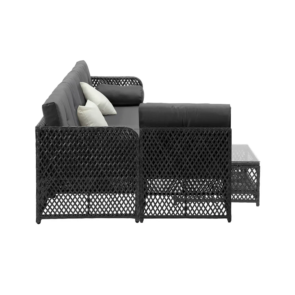Outdoor Sofa Set 6 Seater Wicker Rattan Lounge Setting - Image 4