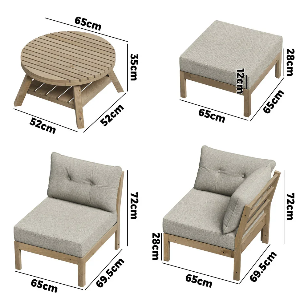 7 Piece Outdoor Sofa Set 5-Seater Lounge Setting - Image 2