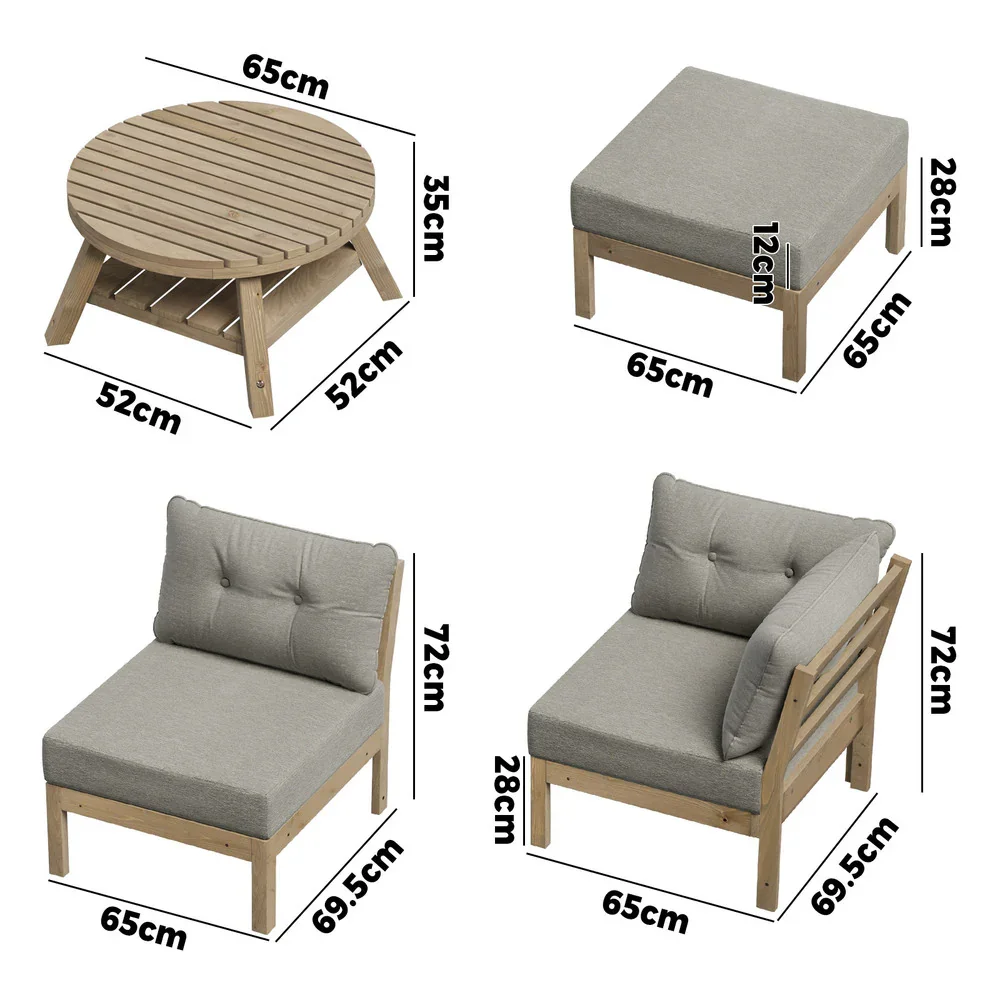 Outdoor Lounge Sofa Set 6 Piece Garden Furniture Grey - Image 4