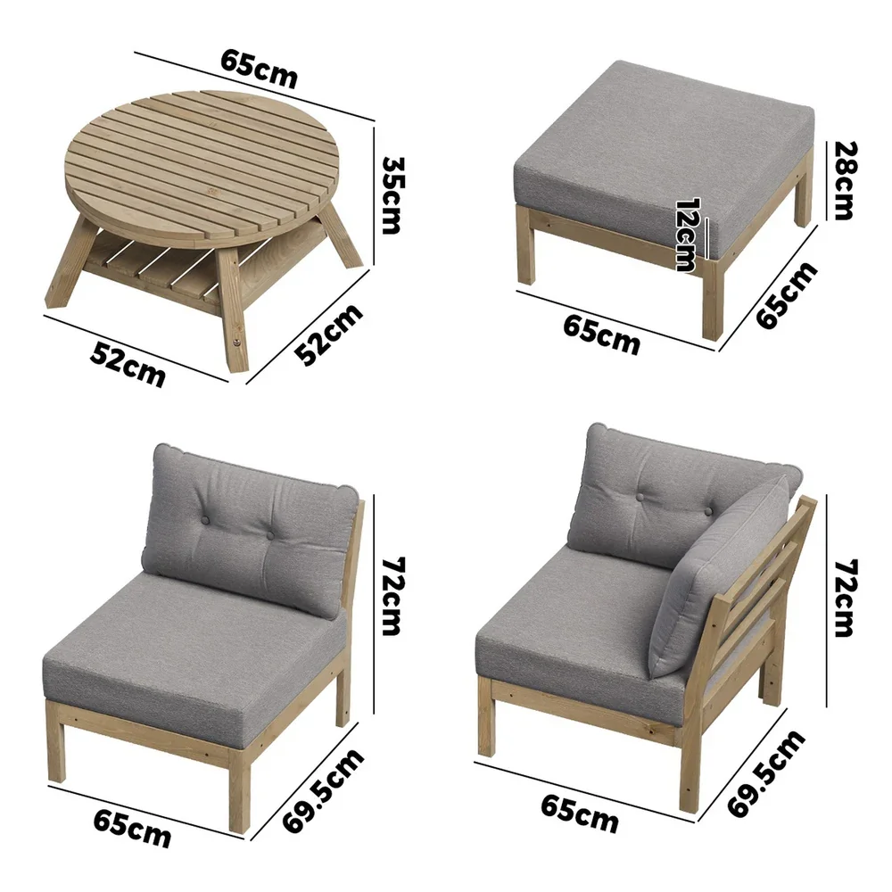 8PCS Outdoor Sofa Set Lounge Setting Table Chair Grey - Image 6