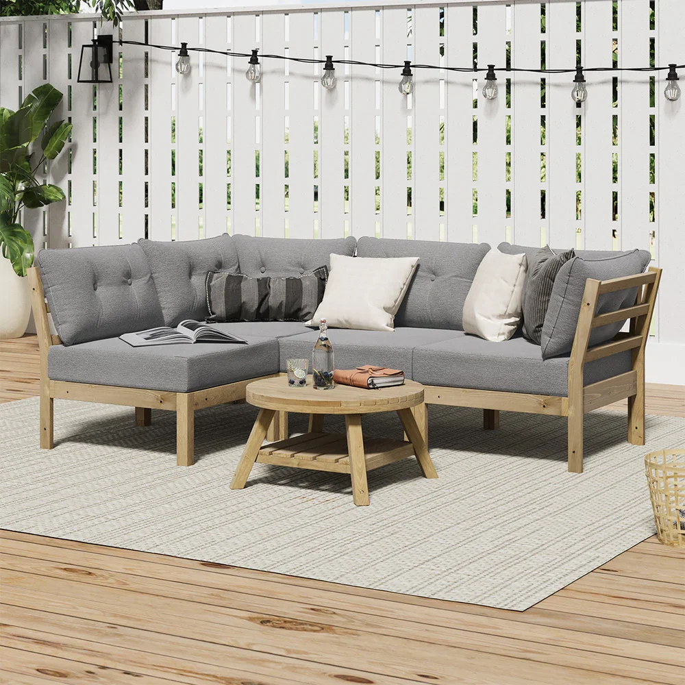 Outdoor Sofa Set 4 Seater Lounge Setting Patio Furniture Grey