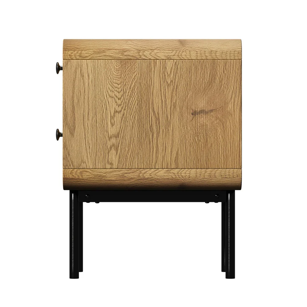 2x Bedside Table 2 Drawers Bedroom Nightstand Natural - Image 5