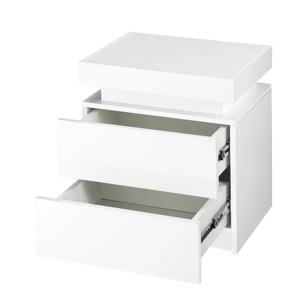 Bedside Tables Set of 2 LED White - Image 3