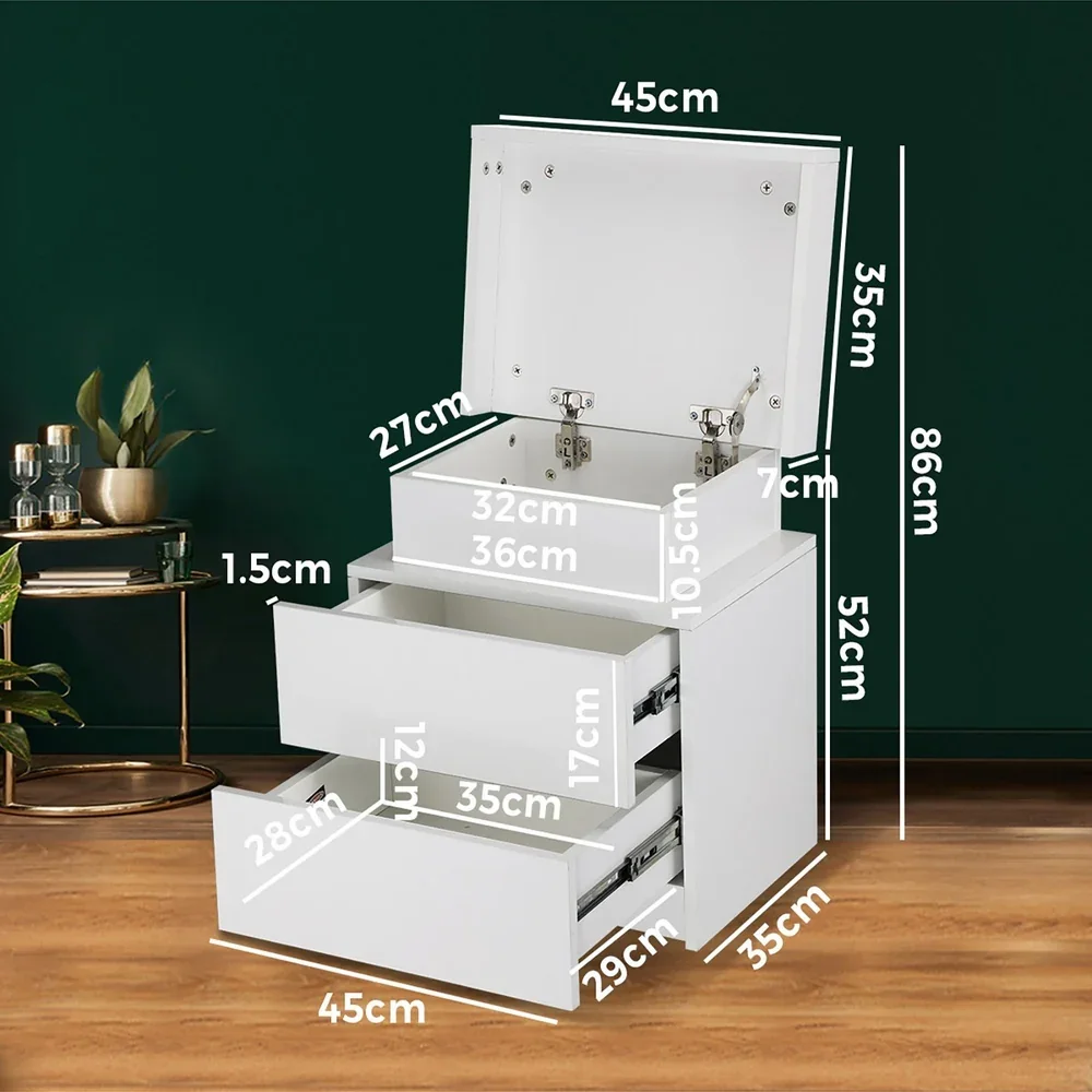 Bedside Tables Set of 2 LED White - Image 7