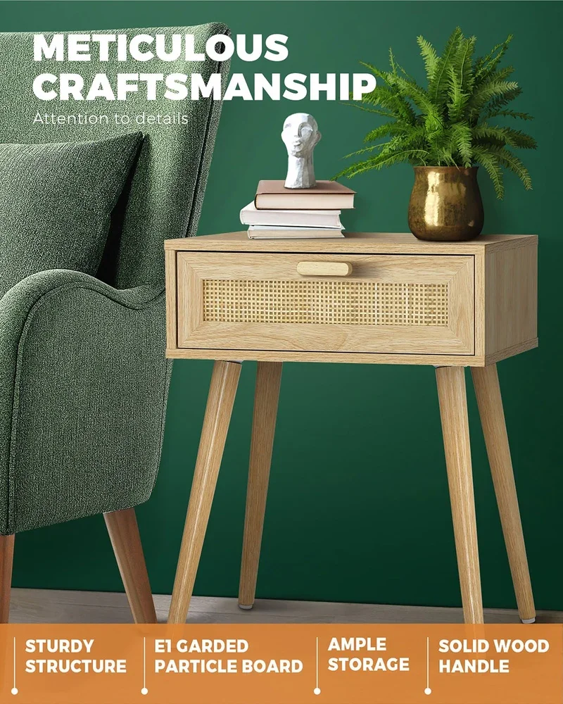 Bedside Tables Set of 2 Rattan - Image 8