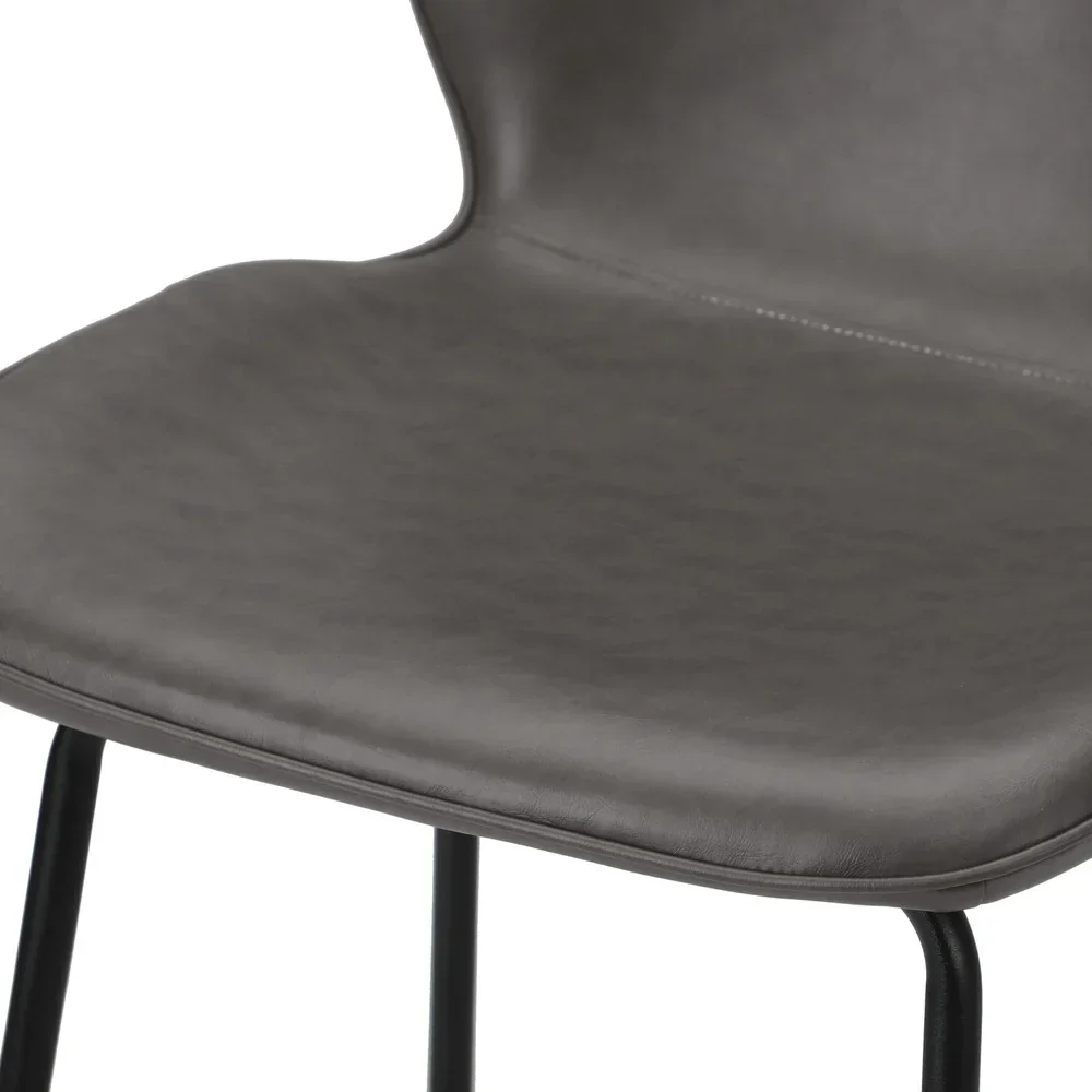 Set of 4 Bar Stools Kitchen Chairs High Back Leather Grey - Image 5