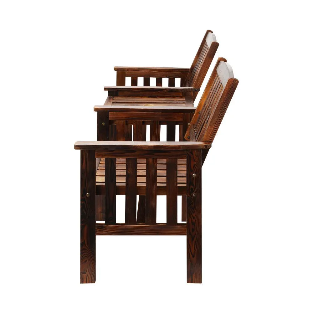 Outdoor Wooden Chair 2 Seat&Table Loveseat Charcoal - Image 4