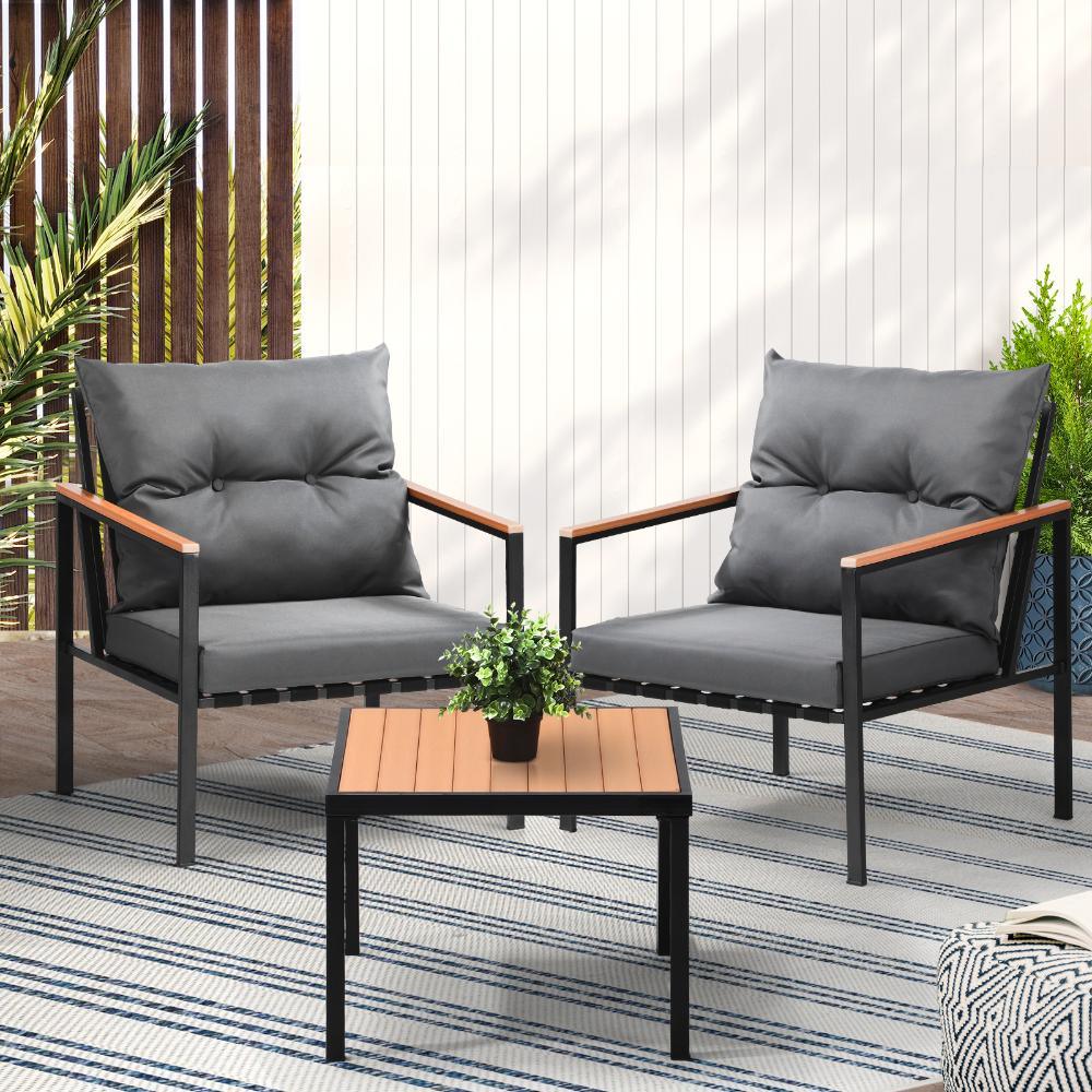3PCS Outdoor Set Armchairs&Table with Cushions - Image 4