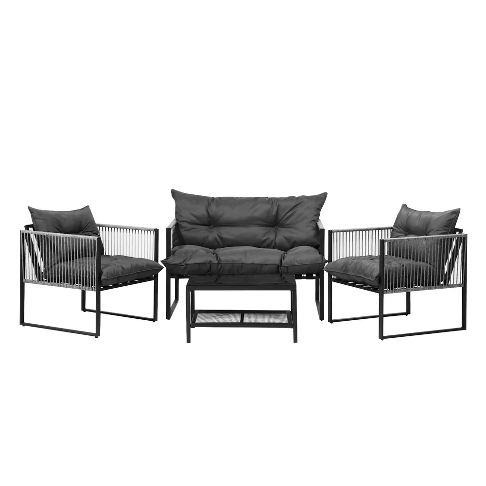 4 Piece Outdoor Furniture Setting Grey - Image 2