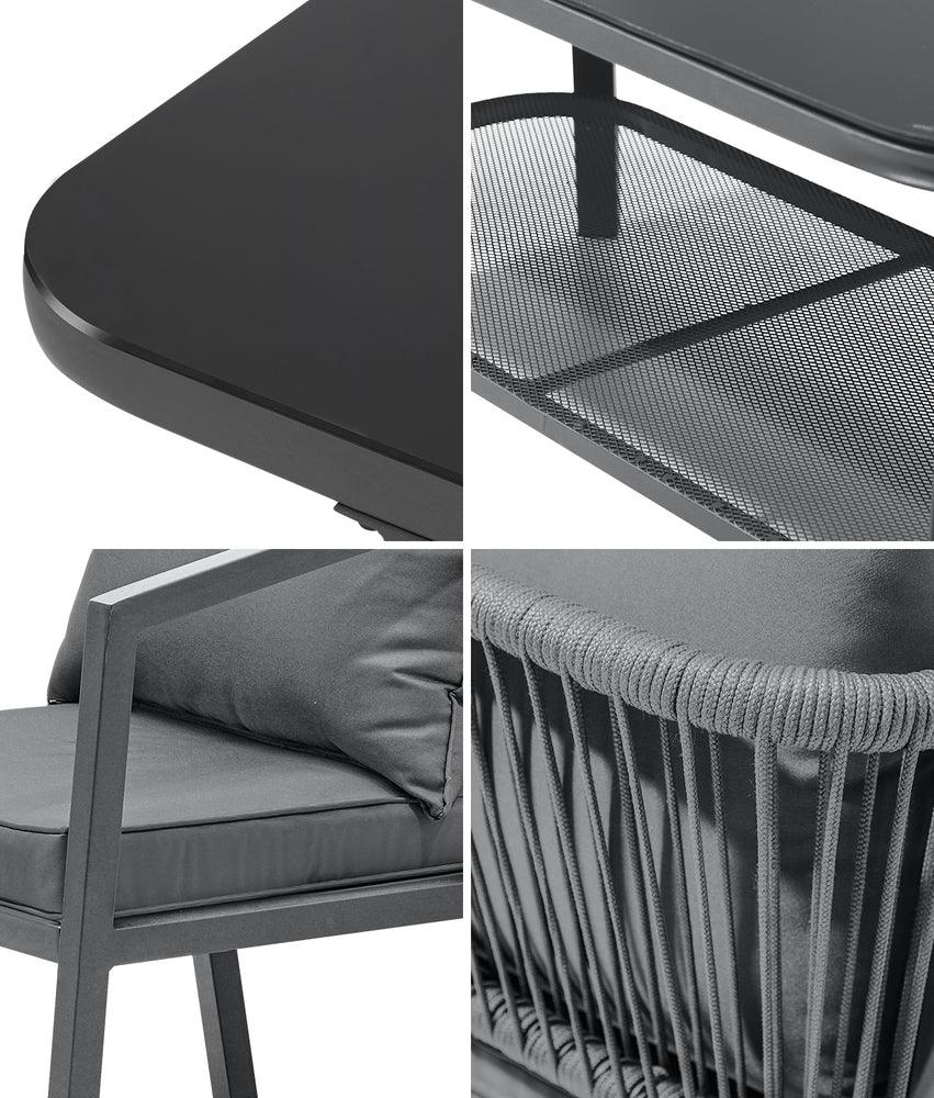4PCS Outdoor Furniture Set Sofa Table Chairs Set Grey - Image 10