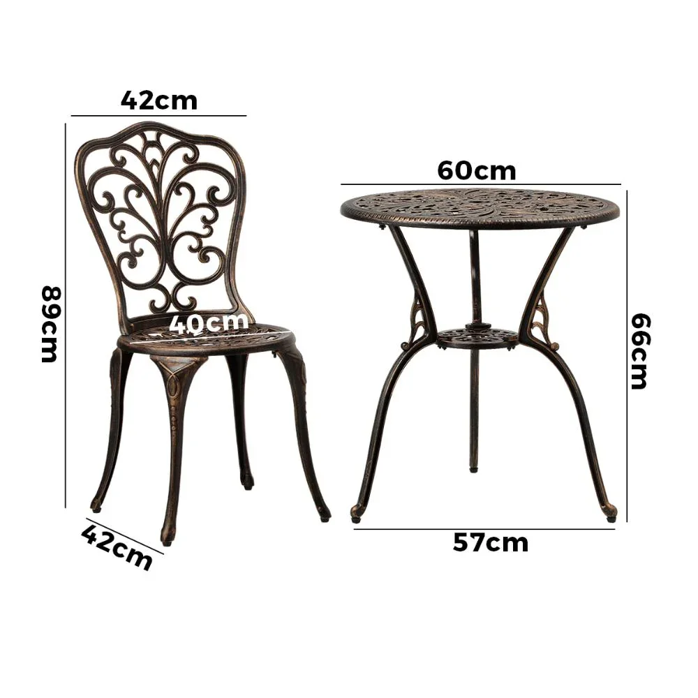 Outdoor Patio Set Chairs&Table 3PCS Bronze - Image 4