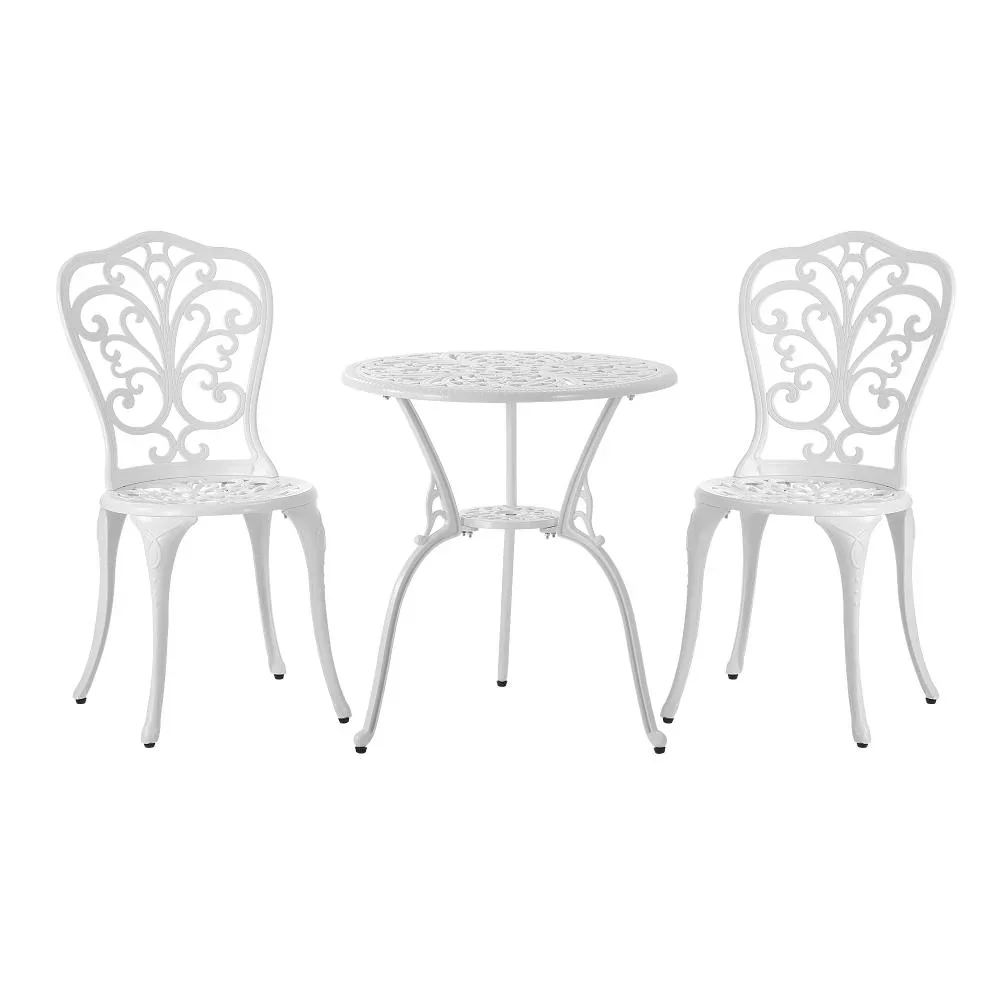 Bistro Outdoor Set Chairs Table 3PCS Cast Aluminium - Image 7