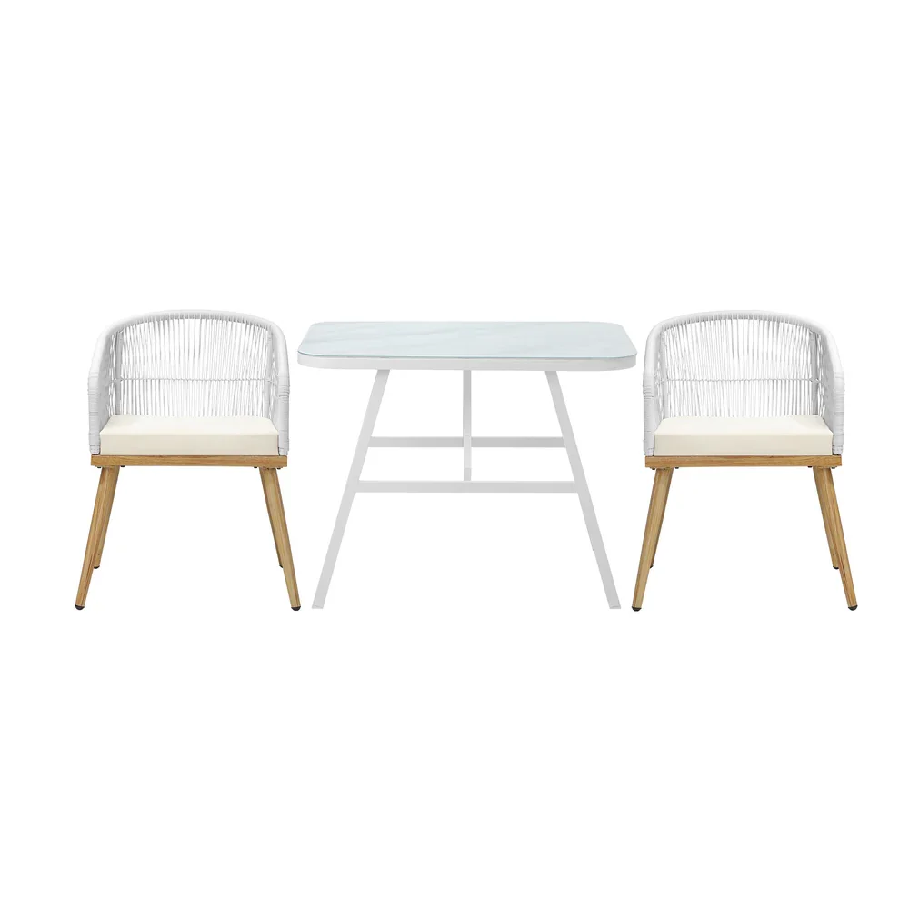 Outdoor Dining Set Patio Marble-style Table 3PCS - Image 2