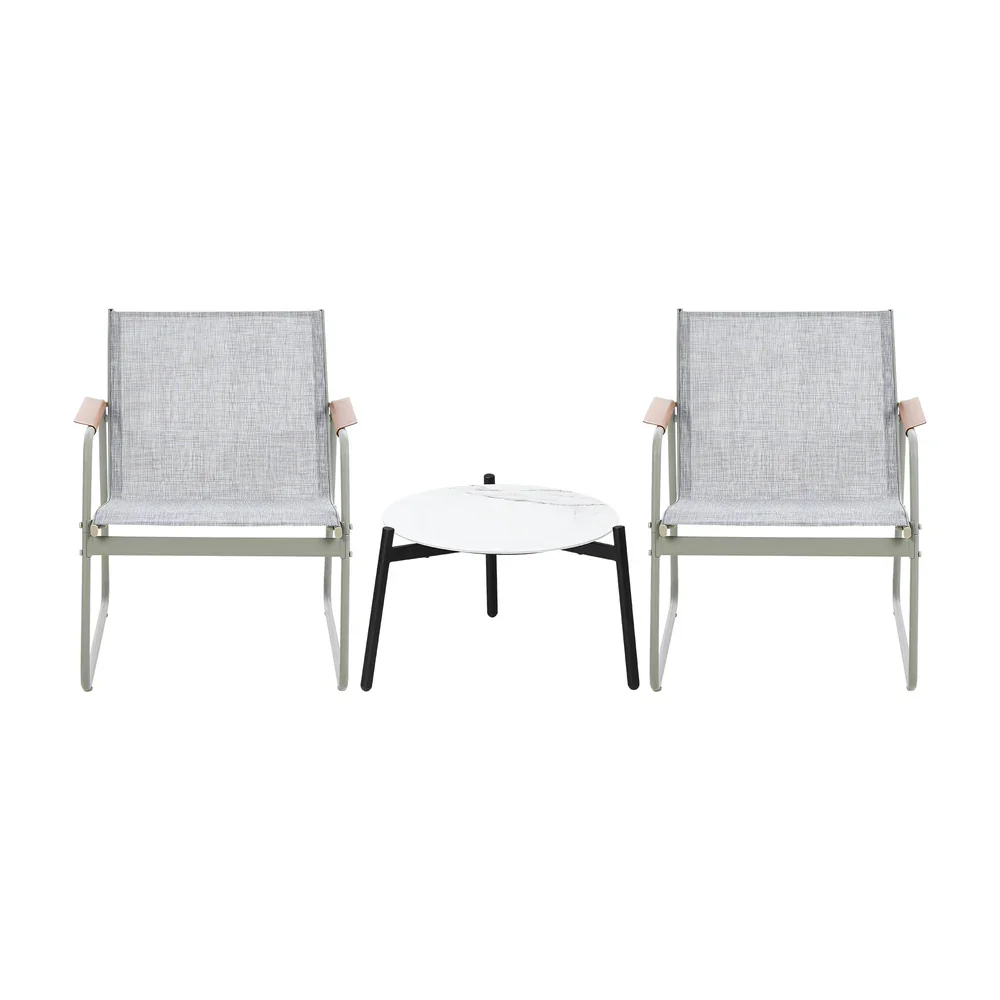 3PCS Outdoor Bistro Set 50cm Coffee Table Textilene Patio Chair - Image 6