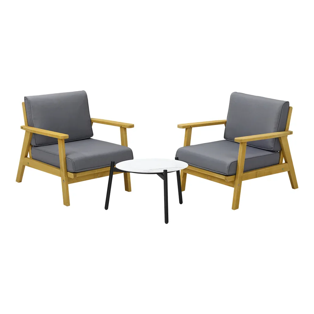 3PCS Outdoor Lounge Set 50cm White Coffee Side Table - Image 7