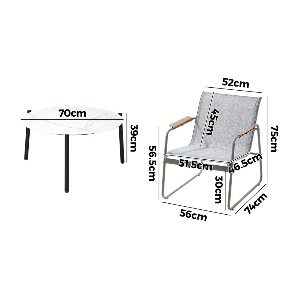 Outdoor Patio Set 4x Chairs and 70cm Coffee Table - Image 5