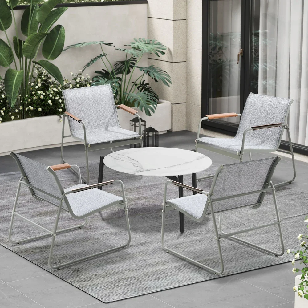 Outdoor Patio Set 4x Chairs and 70cm Coffee Table - Image 9