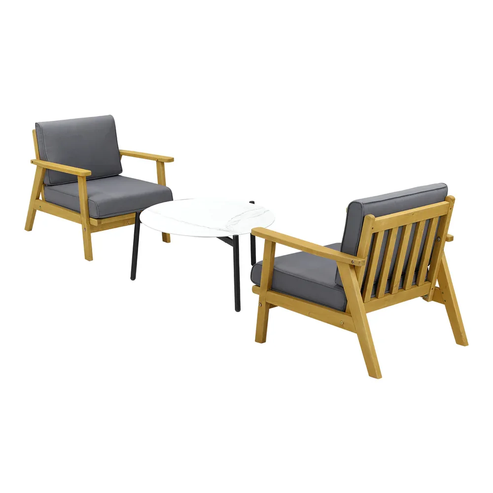 2 Seater Outdoor Lounge Set 70cm White Coffee Side Table - Image 5
