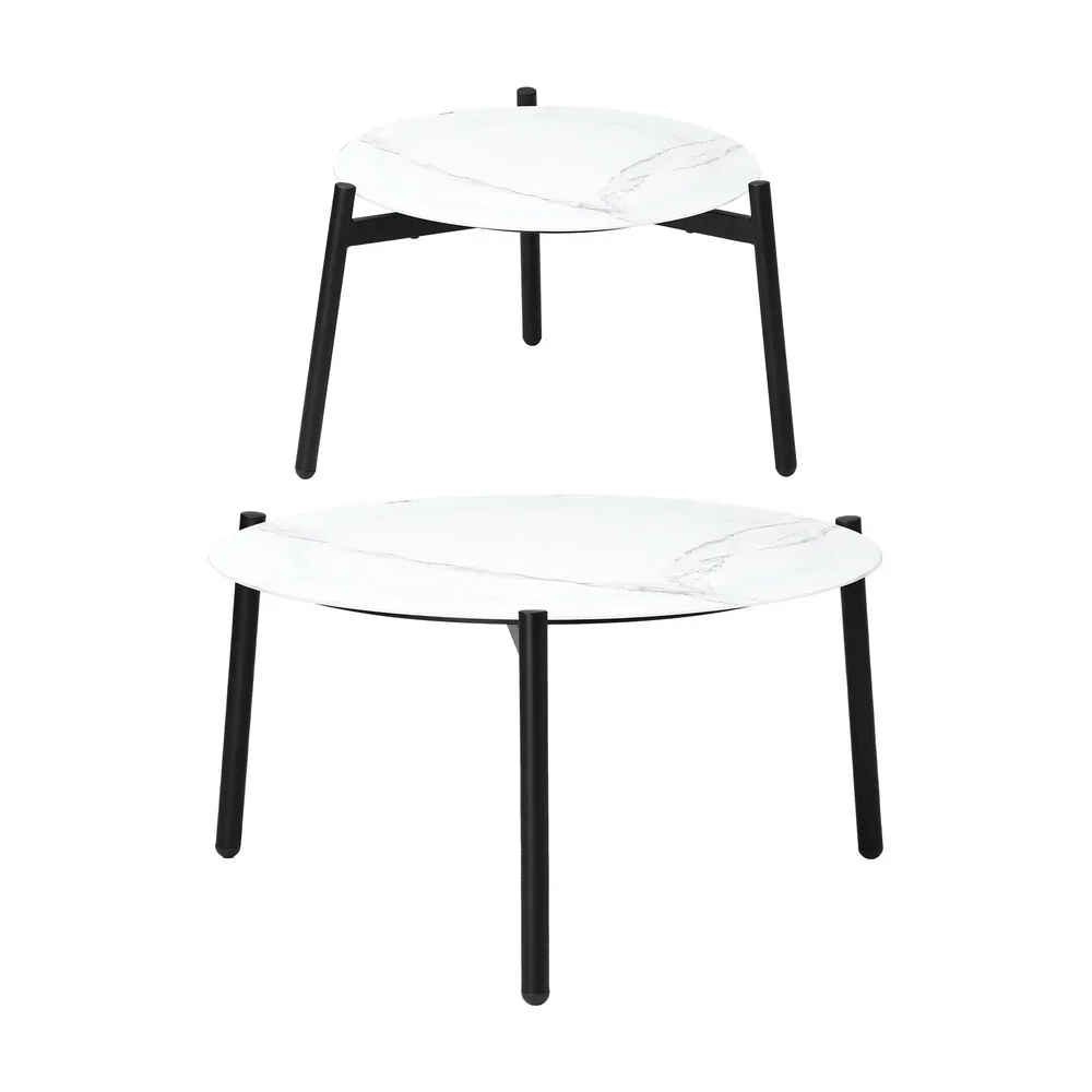 6pc Outdoor Lounge Sets White Round Tables 4pc Rattan Chairs - Image 6