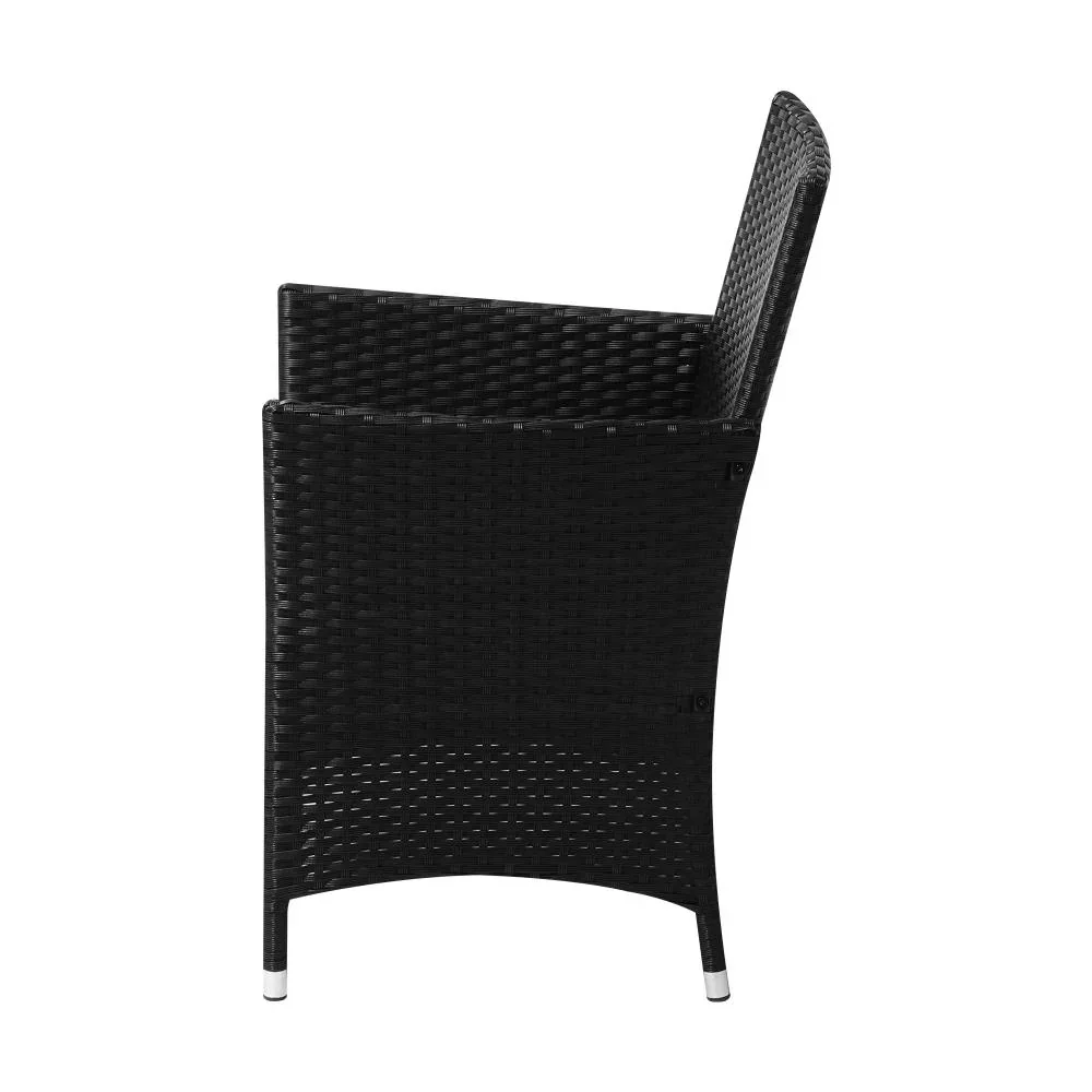 2X Outdoor Patio Chairs Rattan Black - Image 2