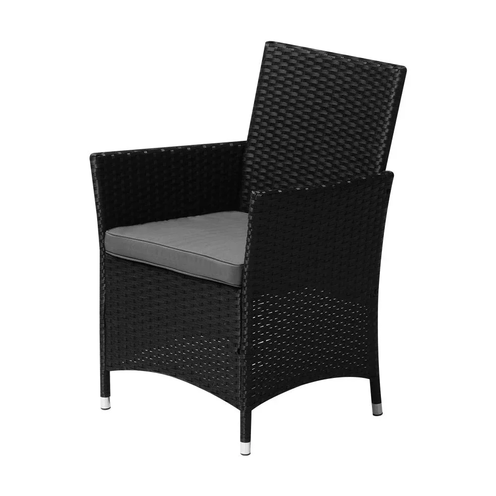 2X Outdoor Patio Chairs Rattan Black - Image 3