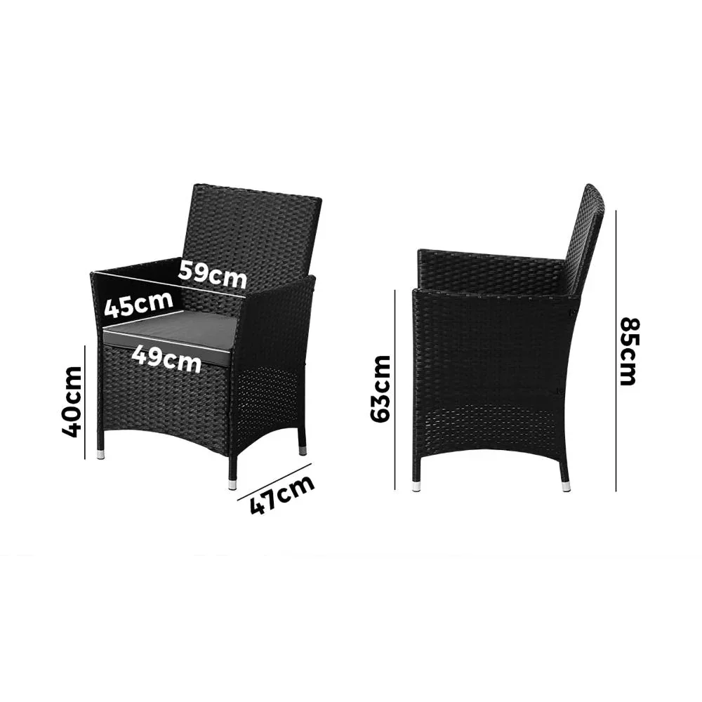 2X Outdoor Patio Chairs Rattan Black - Image 4