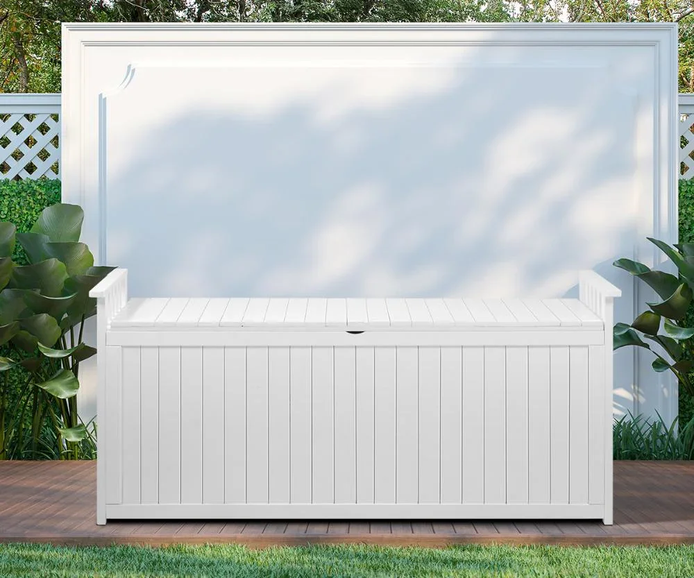 Outdoor Storage Box Garden Bench Wooden 500L White - Image 10