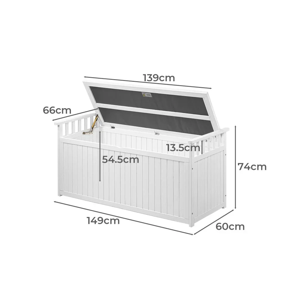 Outdoor Storage Box Garden Bench Wooden 500L White - Image 4