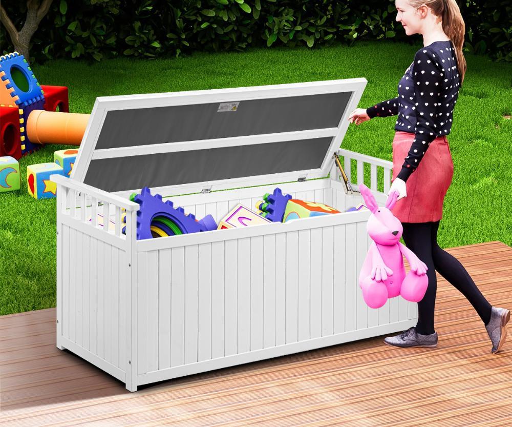 Outdoor Storage Box Garden Bench Wooden 500L White - Image 5
