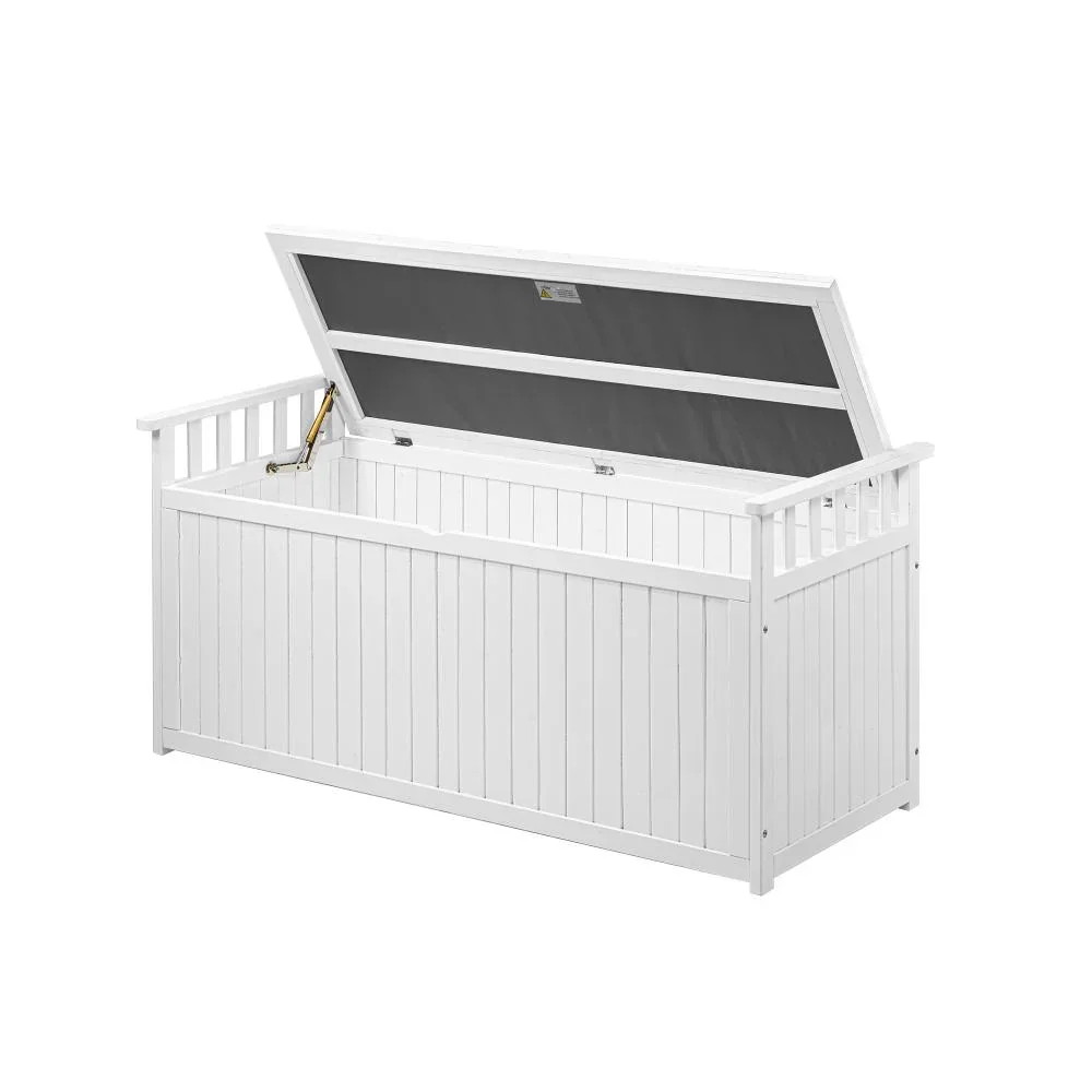 Outdoor Storage Box Garden Bench Wooden 500L White - Image 9