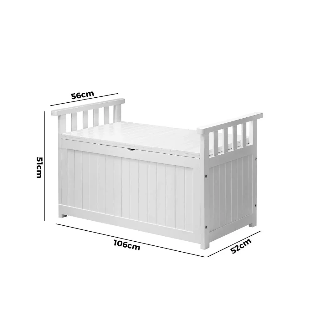 Outdoor Storage Box Wooden Garden Bench L White - Image 10
