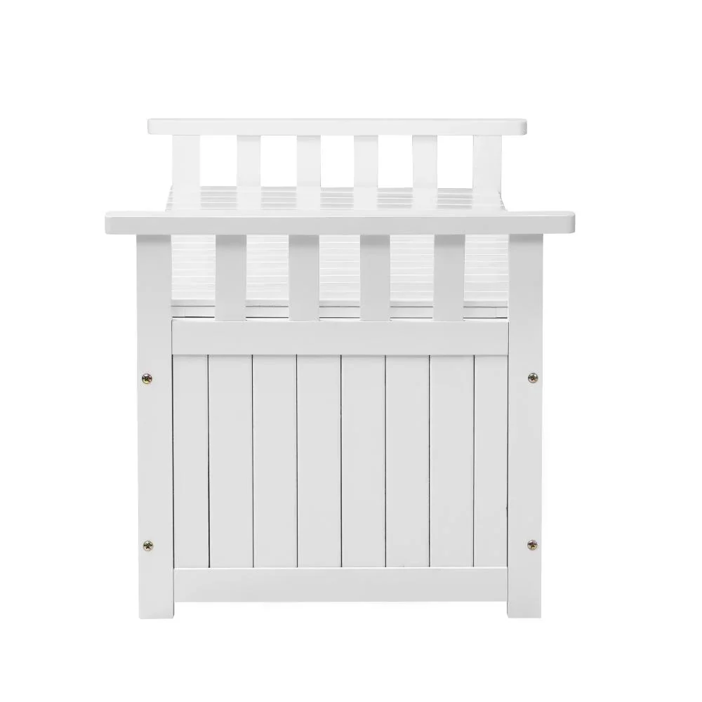 Outdoor Storage Box Wooden Garden Bench L White - Image 6