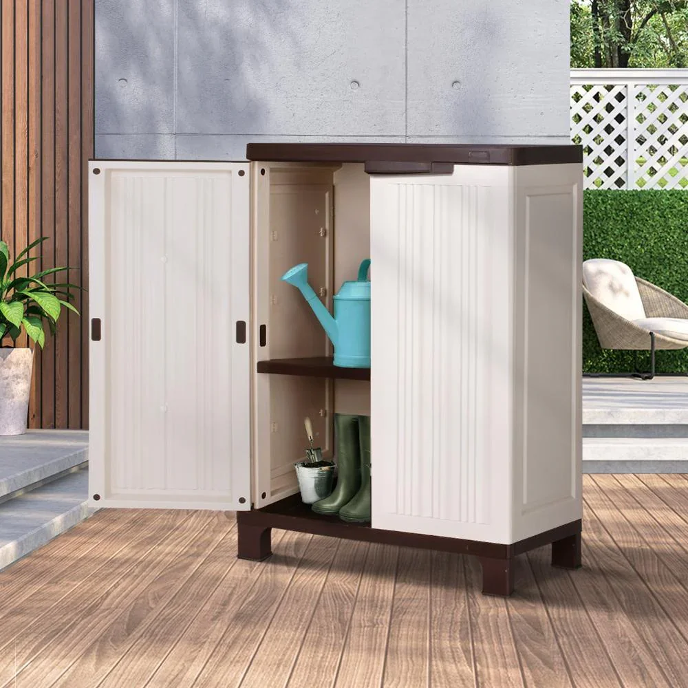 Outdoor Storage Cabinet Adjustable Lockable Beige - Image 3