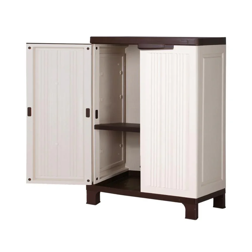 Outdoor Storage Cabinet Adjustable Lockable Beige - Image 4