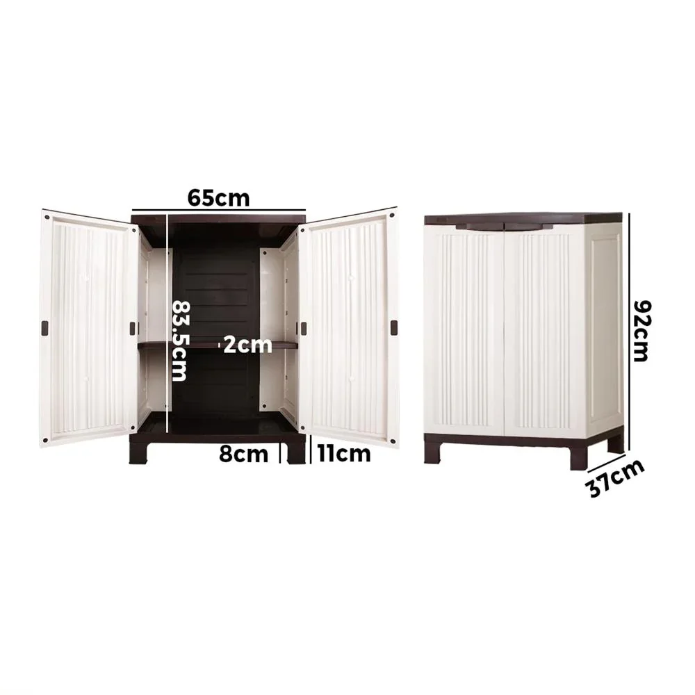 Outdoor Storage Cabinet Adjustable Lockable Beige - Image 7