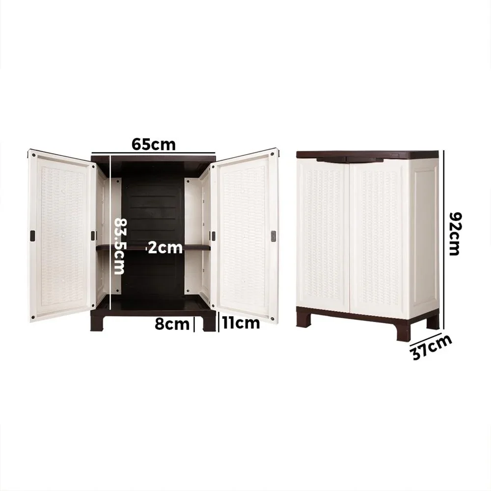 Outdoor Storage Cabinet Removable Shelf Lockable Beige - Image 2