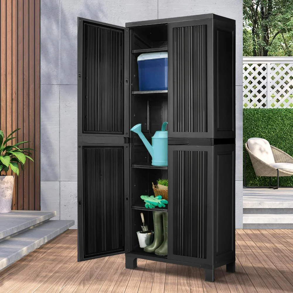 Outdoor Storage Cabinet Adjustable Lockable Tall Black - Image 5